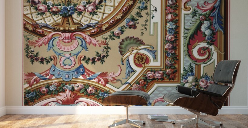 18th Century pattern. 1888 edition Lornement Polychrome by Albert Racine 1825–1893. Wall Murals