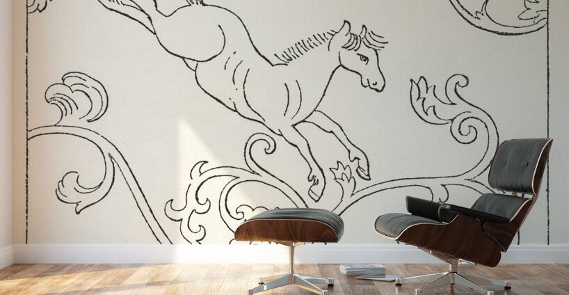 Sacred horse illustration. 1888 edition Lornement Polychrome by Albert Racine 1825–1893. Wall Murals