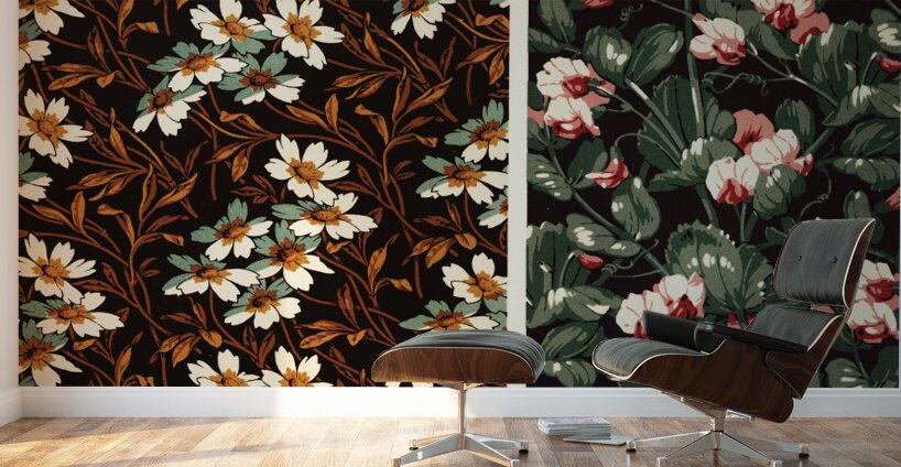 Antique illustration of the grammar of ornament pattern. 1888 edition Lornement Polychrome by Albert Racine 1825–1893. Wall Murals