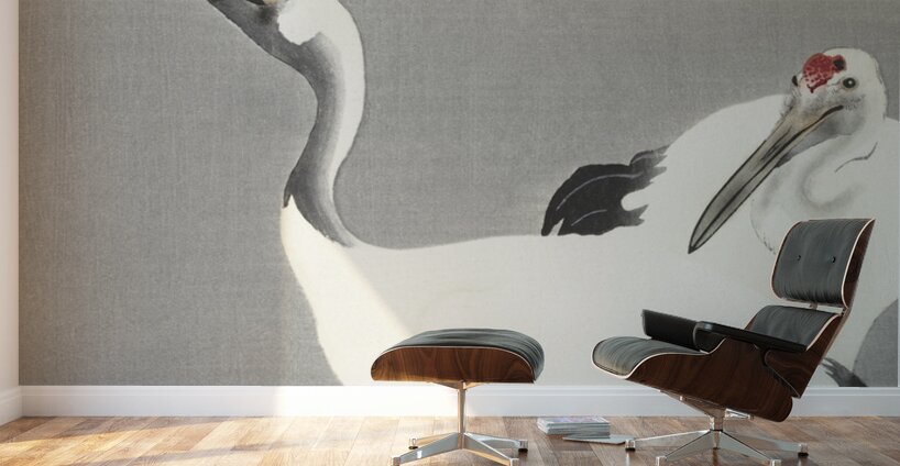 Two cranes 1900-1930 by Ohara Koson 1877-1945. Wall Murals