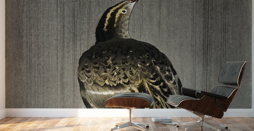 Snipe in the rain 1900 - 1930 by Ohara Koson 1877-1945. Wall Murals