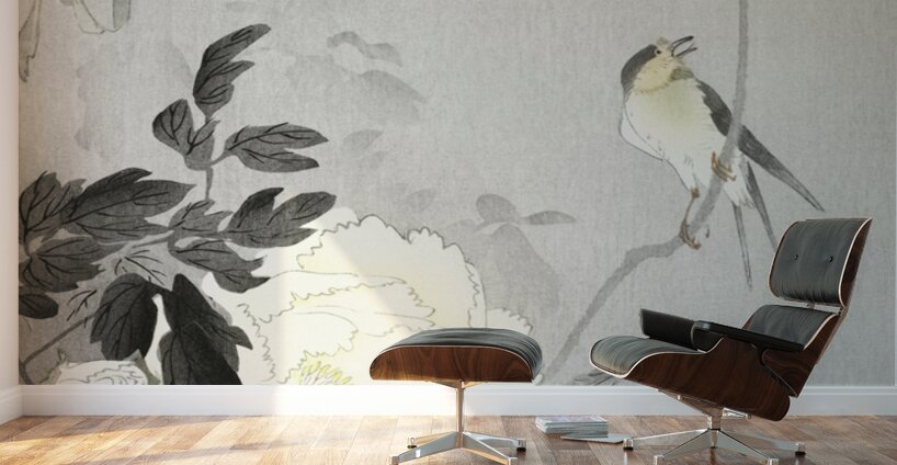 Swallow with Peony 1900 - 1930 by Ohara Koson 1877-1945. Wall Murals