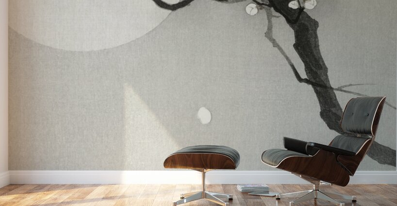 Plum blossom and full moon 1900 - 1936 by Ohara Koson 1877-1945. Wall Murals