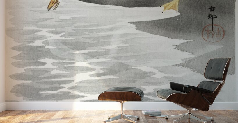 Geese on the shore 1900 - 1930 by Ohara Koson 1877-1945. Wall Murals