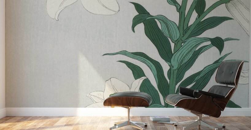 Lilies Ohara  1920 - 1930 by Ohara Koson 1877-1945. Wall Murals