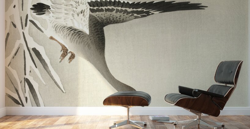 Two collies in snowy landscape 1900 - 1930 by Ohara Koson 1877-1945. Wall Murals