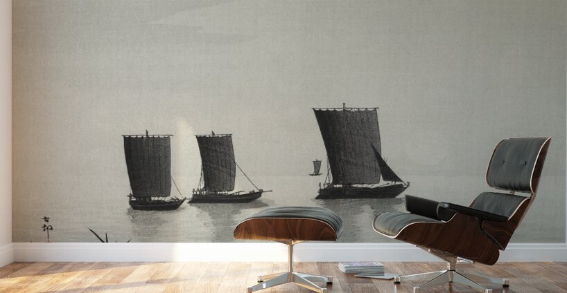 Fishing boats 1900 - 1936 by Ohara Koson 1877-1945. Wall Murals