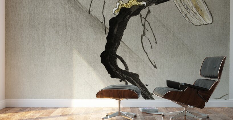 Eagle on branch 1900 - 1910 by Ohara Koson 1877-1945. Wall Murals