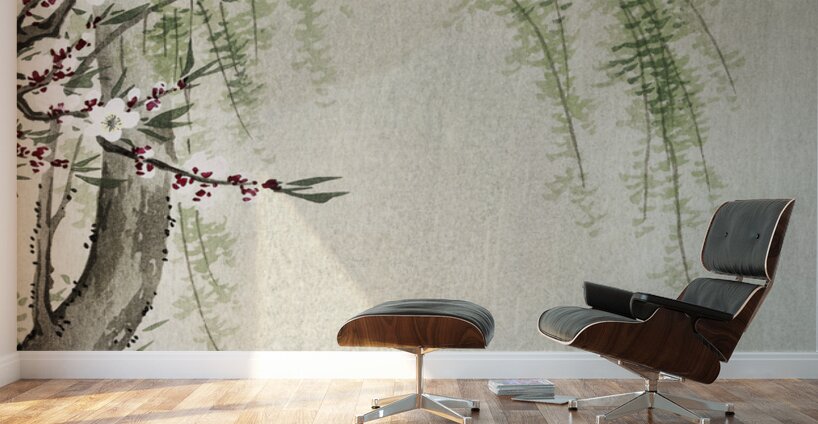 Swallows in flight 1900 - 1930 by Ohara Koson 1877-1945. Wall Murals