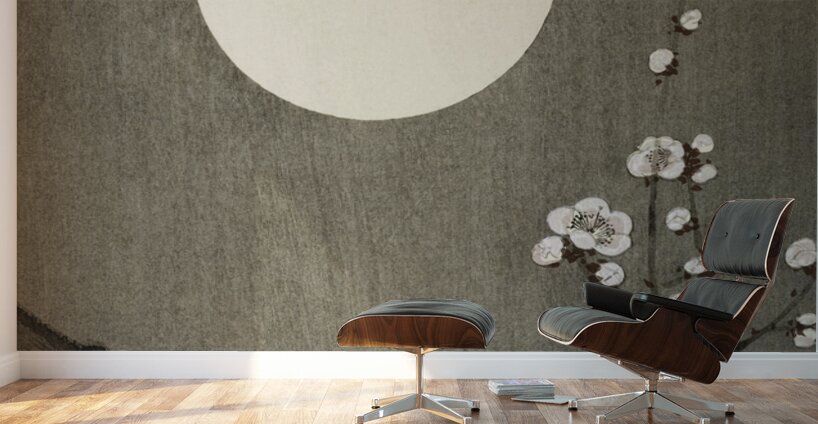 Blooming plum blossom at full moon 1900-1936 by Ohara Koson 1877-1945. Wall Murals