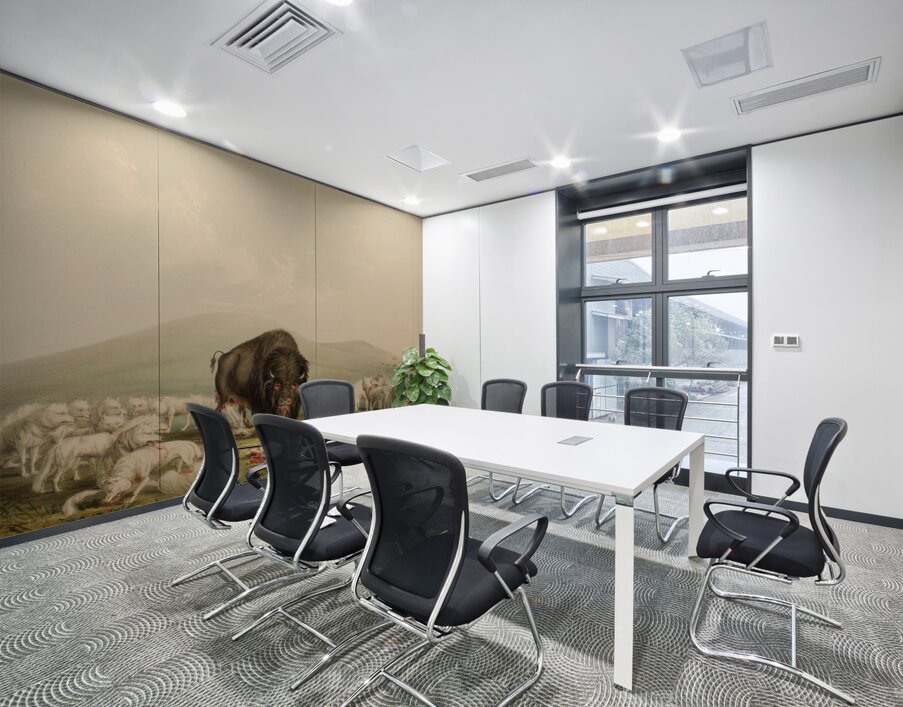 Buffalo Hunt White Wolves Attacking A Buffalo Bull 1844 Wall Printing