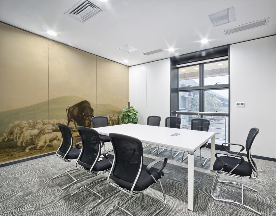 Buffalo Hunt White Wolves Attacking Buffalo Bull 1844  Wall Printing