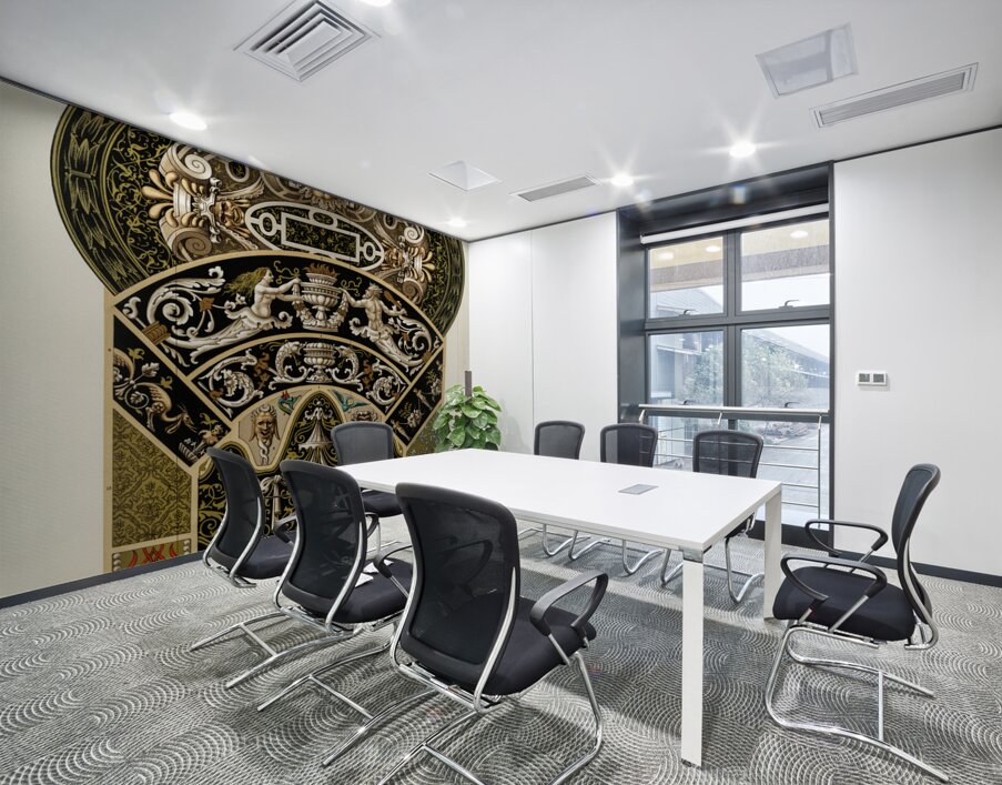 Renaissance pattern. 1888 edition Lornement Polychrome by Albert Racine 1825–1893. Wall Printing