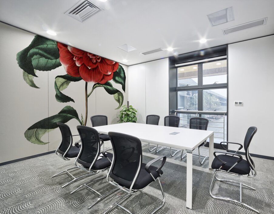 Mr. Reevess crimson camellia from Edwards Botanical Register 1829-1847  by Sydenham Edwards John Lindley and James Ridgway. Wall Printing