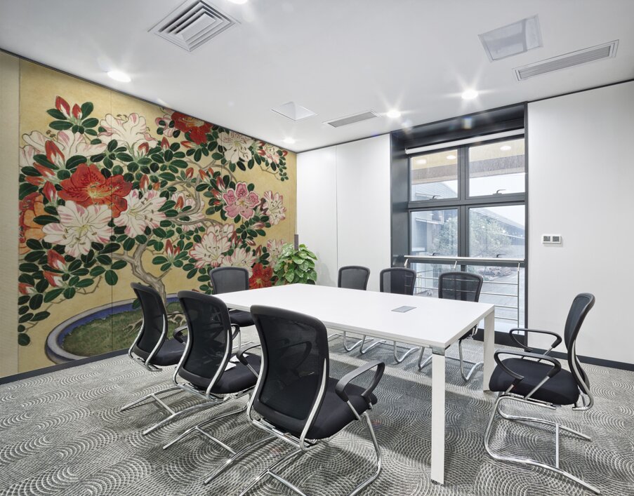 Blooming azalea in blue pot 1920 - 1930 by Ohara Koson 1877-1945. Wall Printing