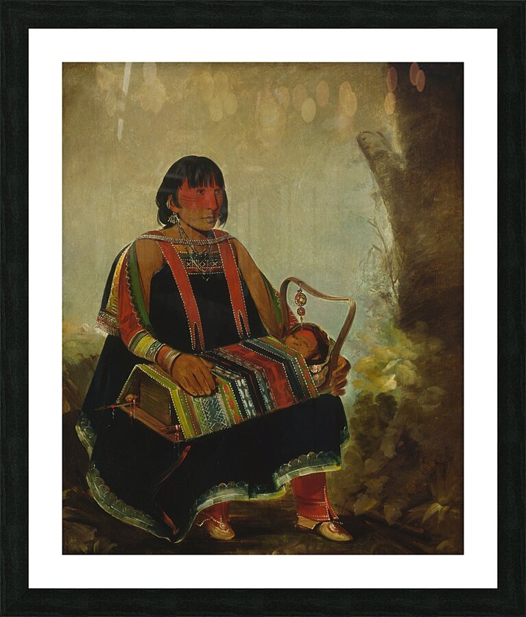 Jú-Ah-Kís-Gaw Woman With Her Child In a Cradle 1835 Picture Frame print