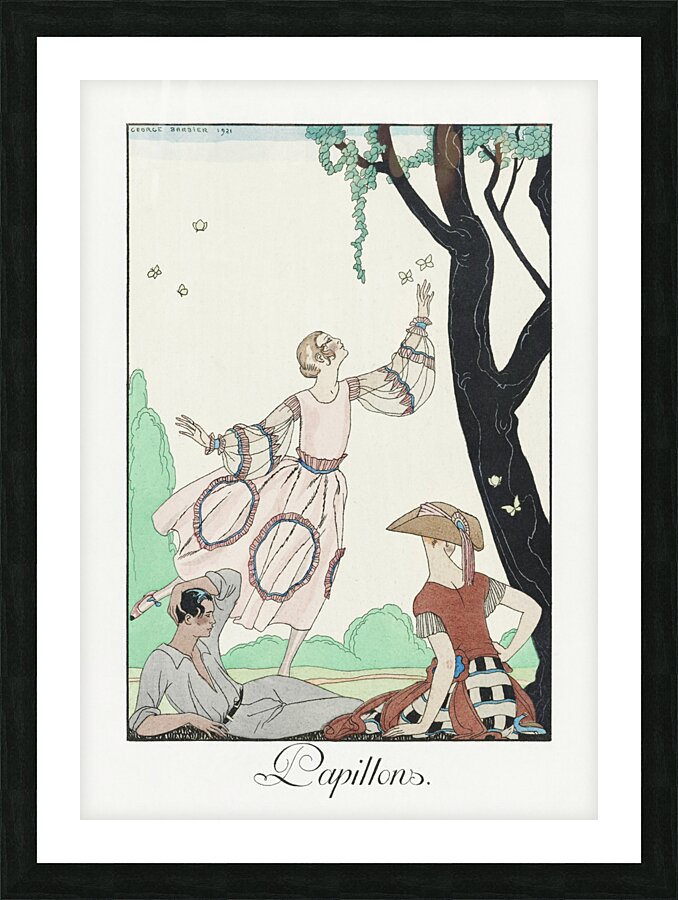 Papillons 1922 print  by George Barbier.  Picture Frame print