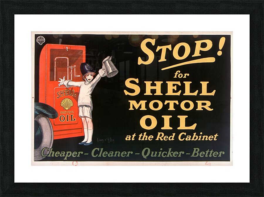 Stop! for Shell motor oil at the Red Cabinet 1926 by Jean dYlen Poster Picture Frame print