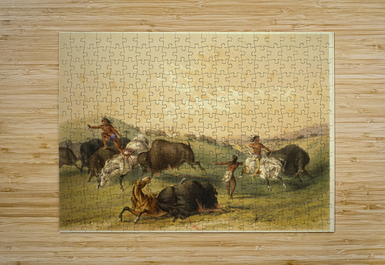 Buffalo Hunt A Numerous Group 1844 IStockHistory com Puzzle printing