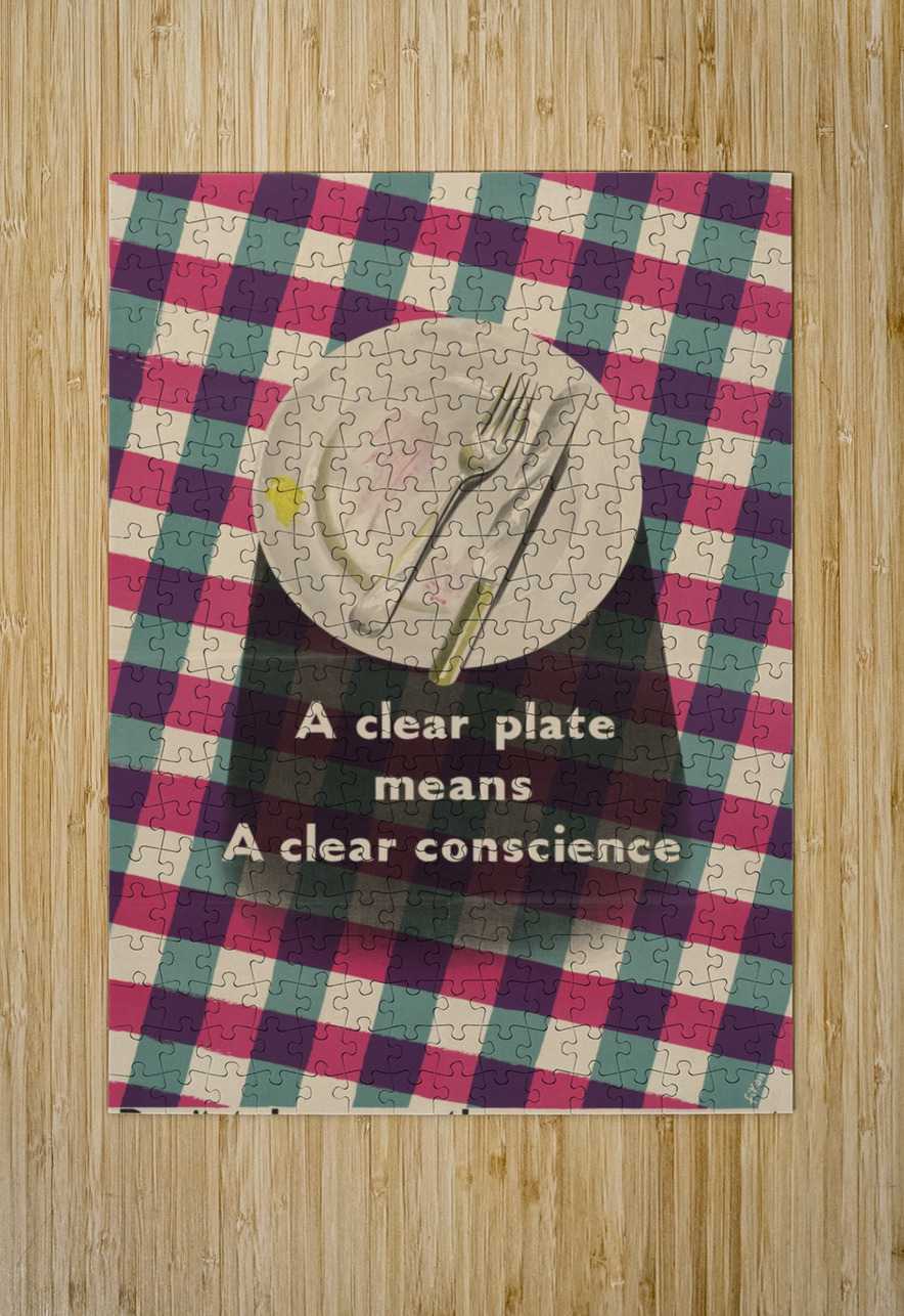 A Clear Plate Means a Clear Conscience – Don’t Take More Than You Can Eat IStockHistory com Puzzle printing