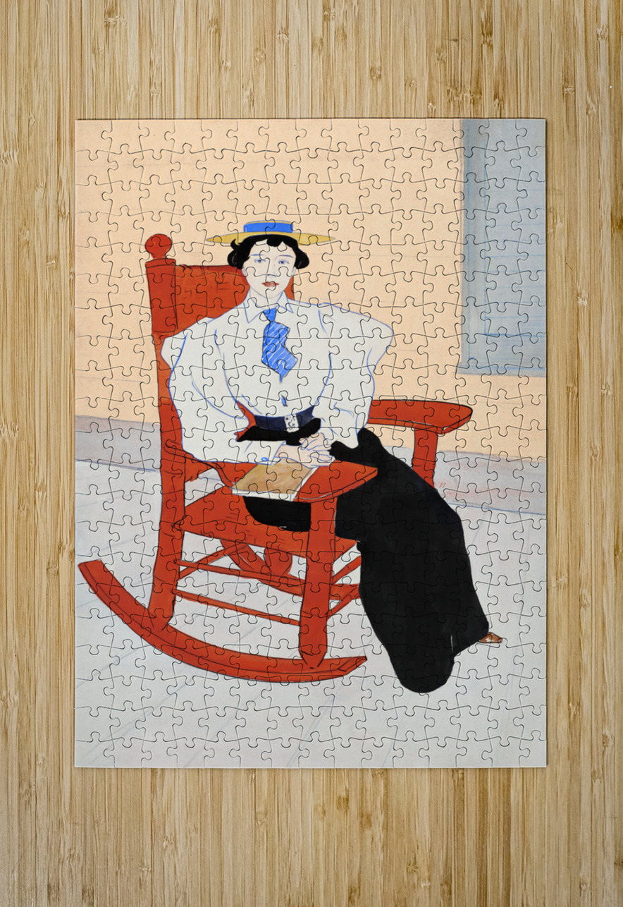 Young Woman Seated in a Red Rocking Chair ca. 1895-1900 by Edward Penfield IStockHistory com Puzzle printing