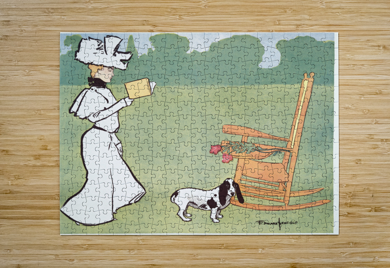 Woman reading in the garden ca. 1890-1907 by Edward Penfield IStockHistory com Puzzle printing