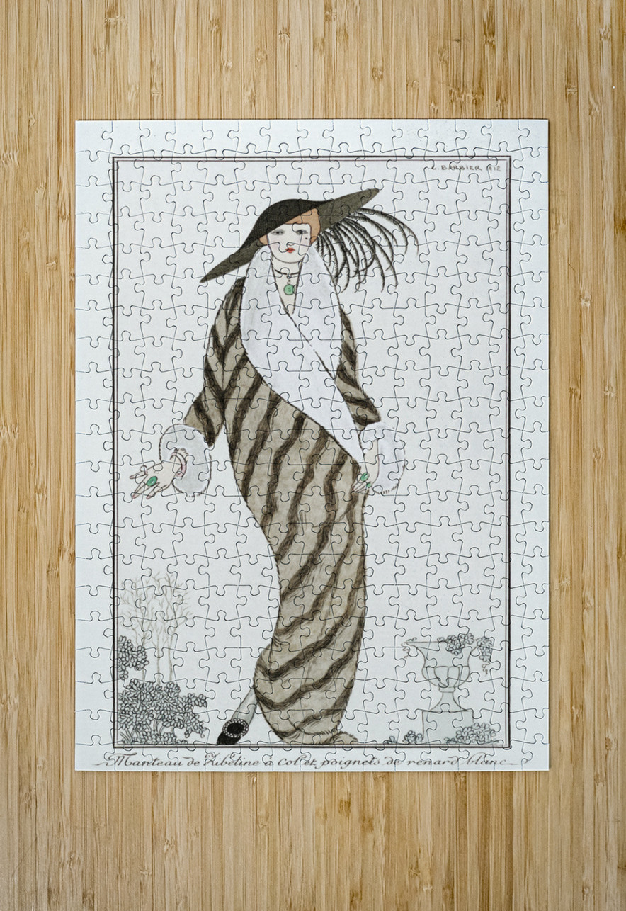 Costumes Parisiens: Manteau de Zibelin 1912 fashion illustration  by George Barbier.  IStockHistory com Puzzle printing