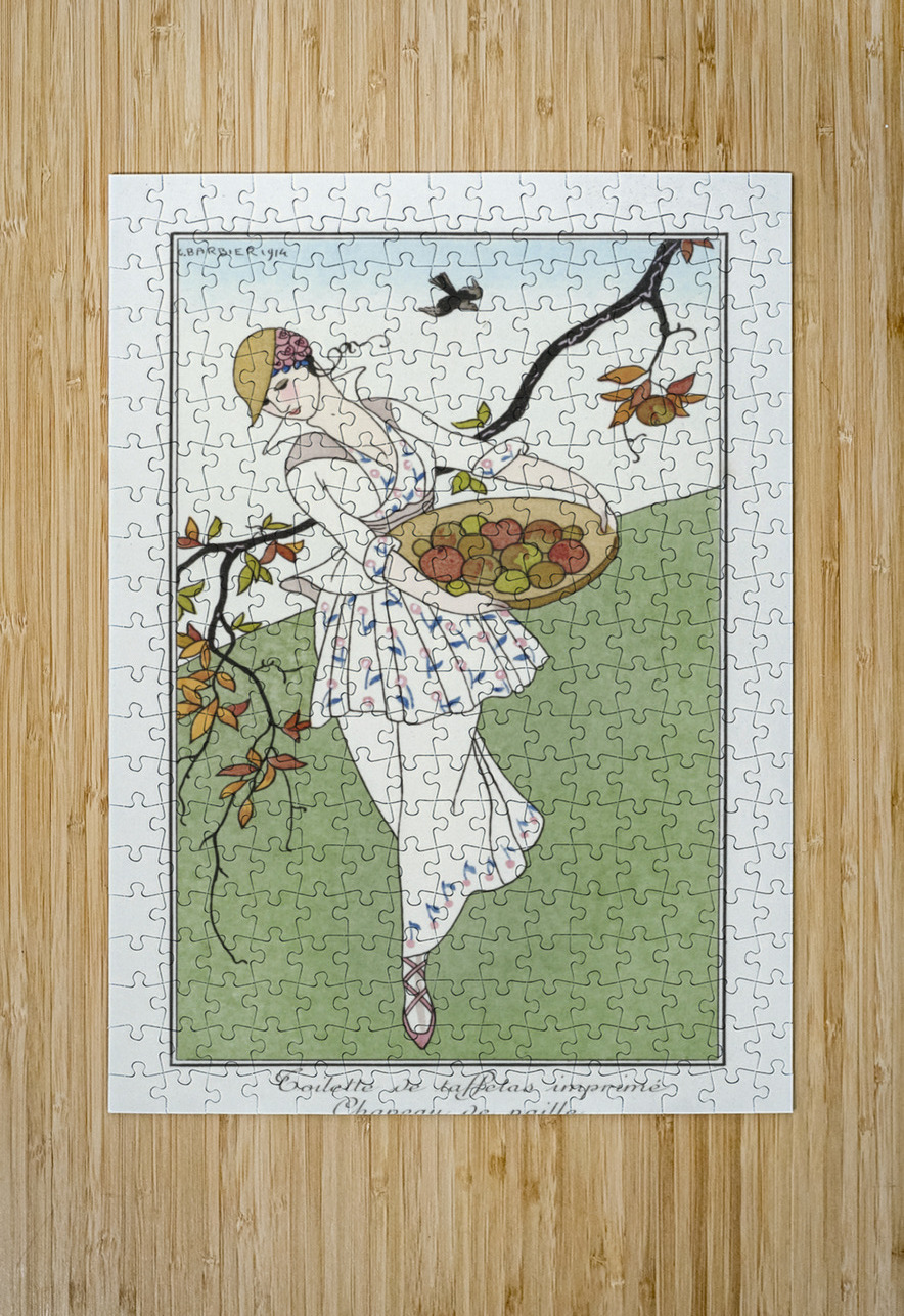 Costumes Parisiens: Toilettes de taffetas 1914 fashion illustration  by George Barbier.  IStockHistory com Puzzle printing