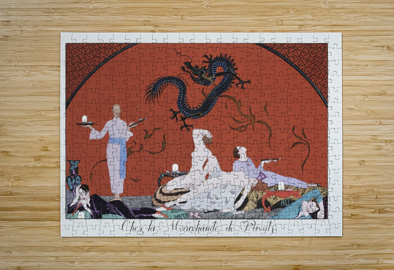 Chez la Marchande de Pavots 1920 fashion illustration  by George Barbier. IStockHistory com Puzzle printing