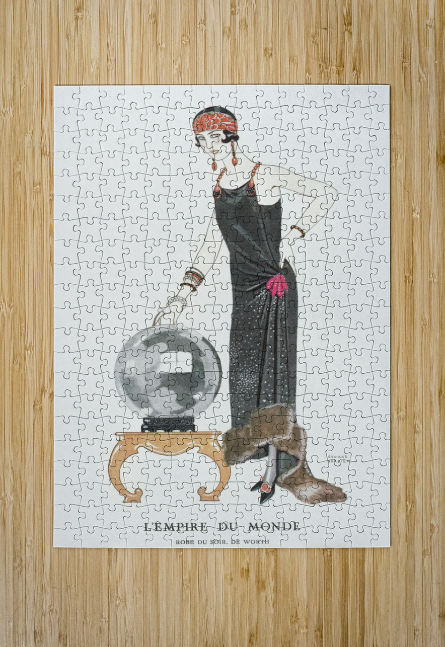 LEmpire du monde: Robe du soir de Worth from Gazette du Bon Ton. Art- Modes & Frivolit&eacutes No. 6 1924 fashion illustration  by George Barbier.  IStockHistory com Puzzle printing