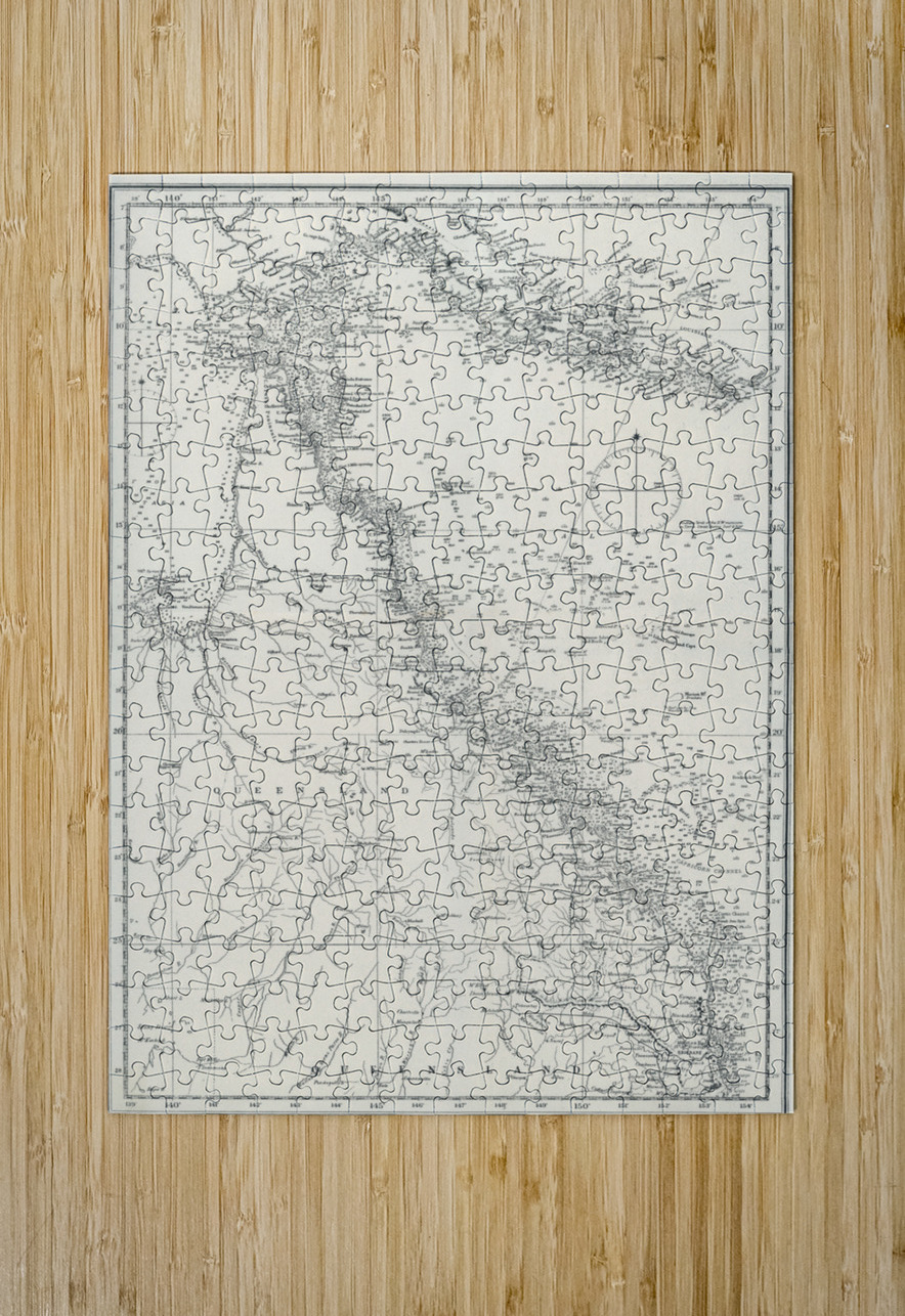 Chart of the Great Barrier Reef Area from The Great Barrier Reef of Australia 1893 by William Saville-Kent 1845-1908.  IStockHistory com Puzzle printing