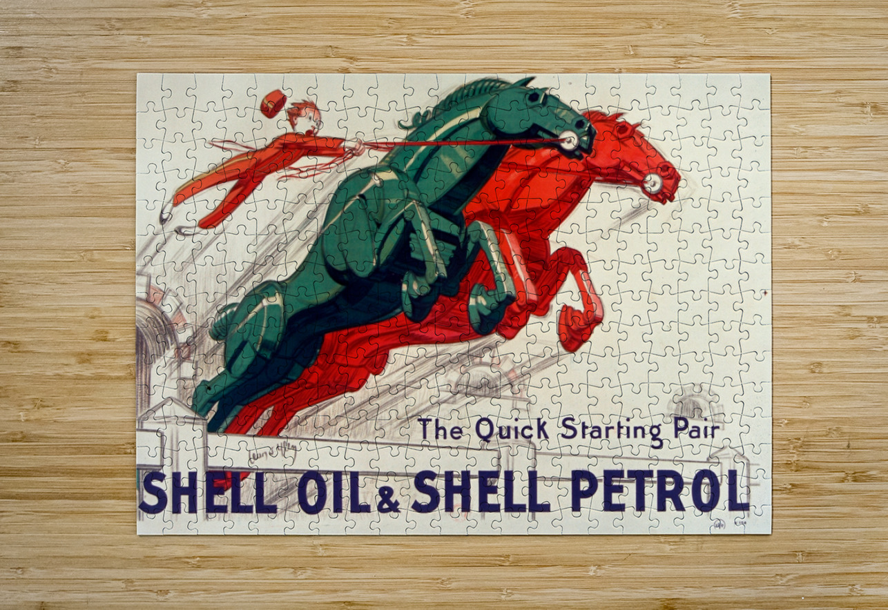 The Quick-starting pair Shell oil and Shell petrol 1930 by Jean dYlen Poster IStockHistory com Puzzle printing