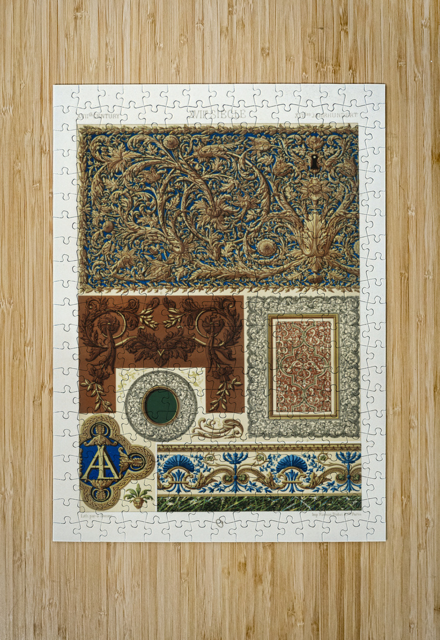 17th Century pattern. 1888 edition Lornement Polychrome by Albert Racine 1825–1893. IStockHistory com Puzzle printing