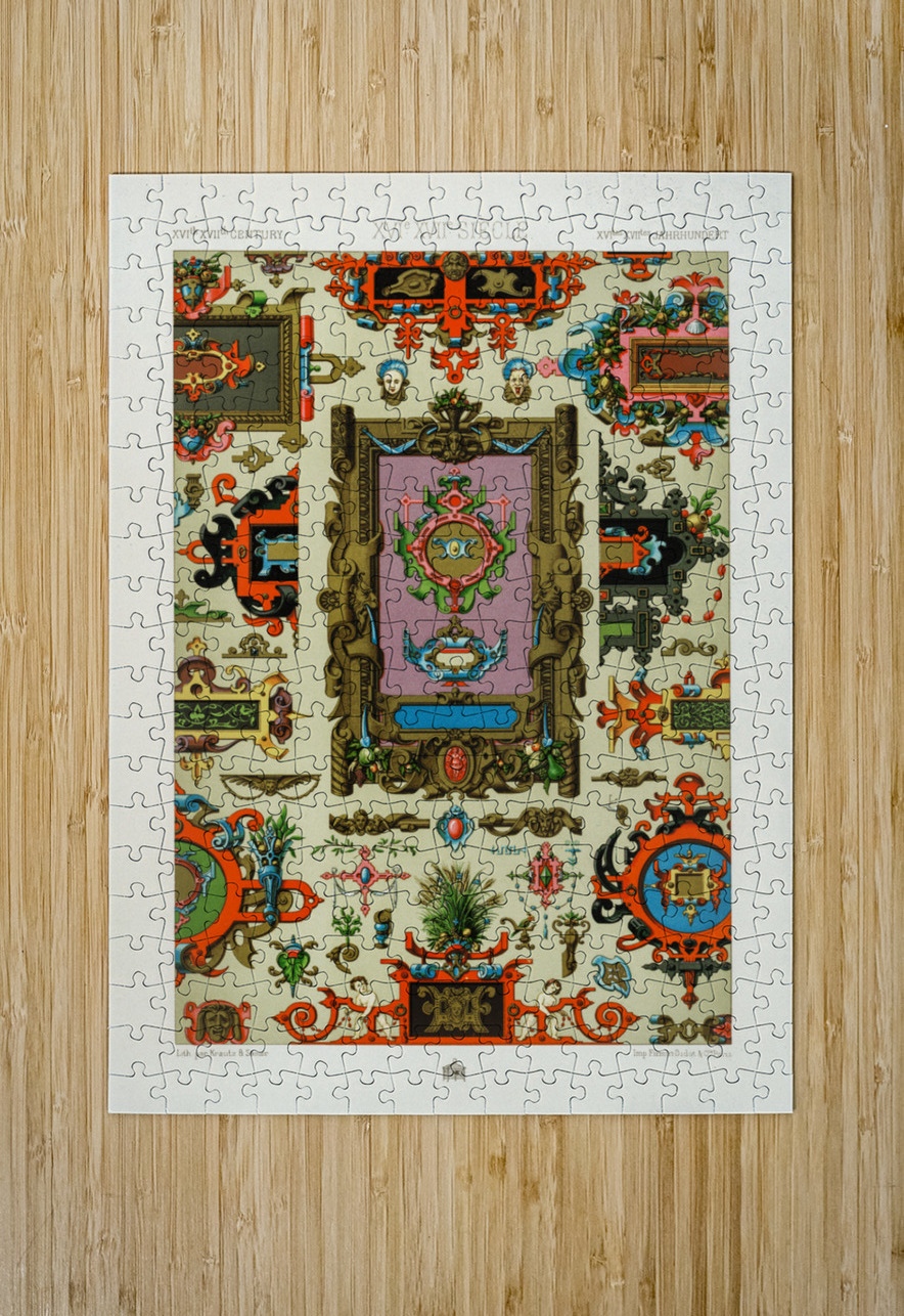 16th and 17th Century pattern. 1888 edition Lornement Polychrome by Albert Racine 1825–1893. IStockHistory com Puzzle printing