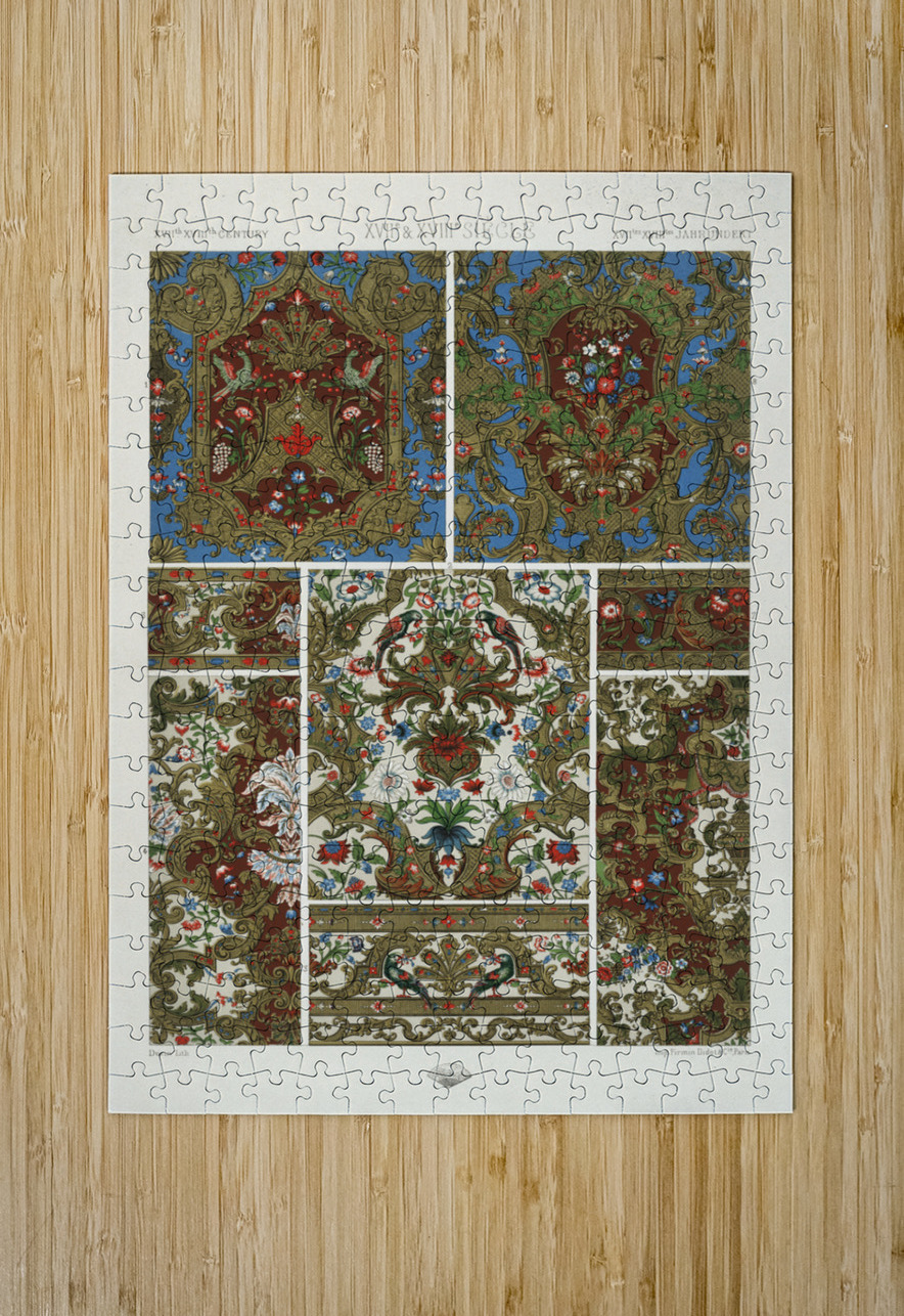 17th and 18th Century pattern. 1888 edition Lornement Polychrome by Albert Racine 1825–1893. IStockHistory com Puzzle printing