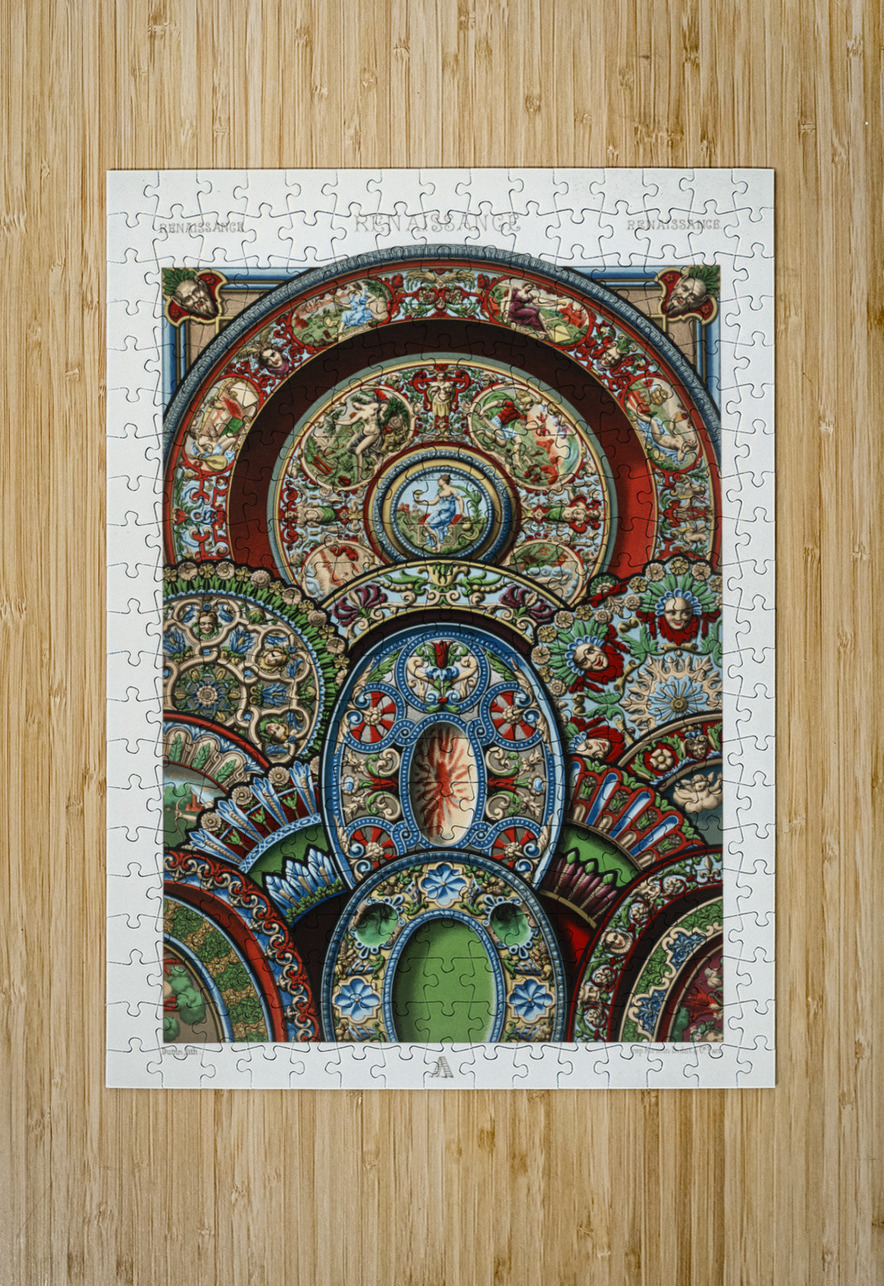 Renaissance pattern. 1888 edition Lornement Polychrome by Albert Racine 1825–1893. IStockHistory com Puzzle printing