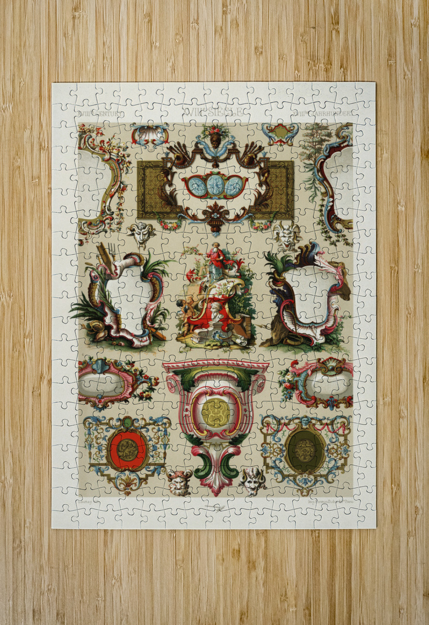 18th Century pattern. 1888 edition Lornement Polychrome by Albert Racine 1825–1893. IStockHistory com Puzzle printing
