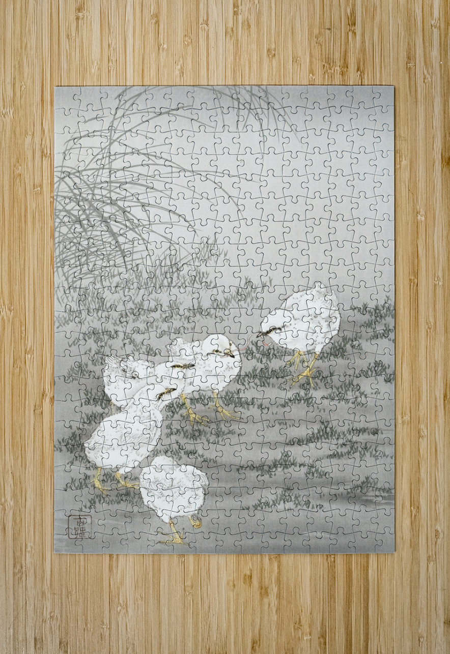 Five chicks 1900 - 1936 by Ohara Koson 1877-1945. IStockHistory com Puzzle printing
