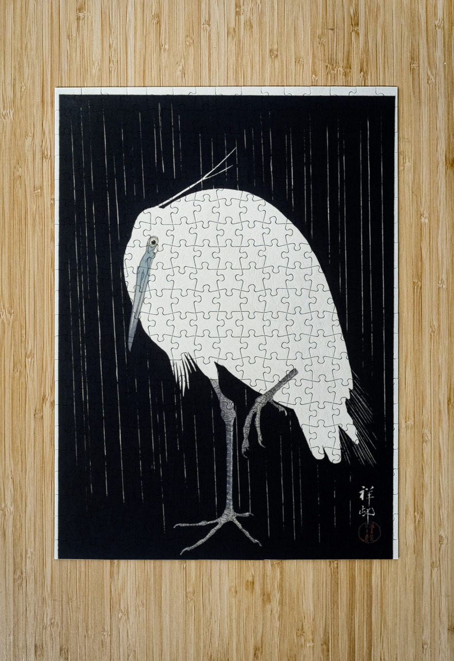 Egret in the rain 1925 - 1936 by Ohara Koson 1877-1945. IStockHistory com Puzzle printing