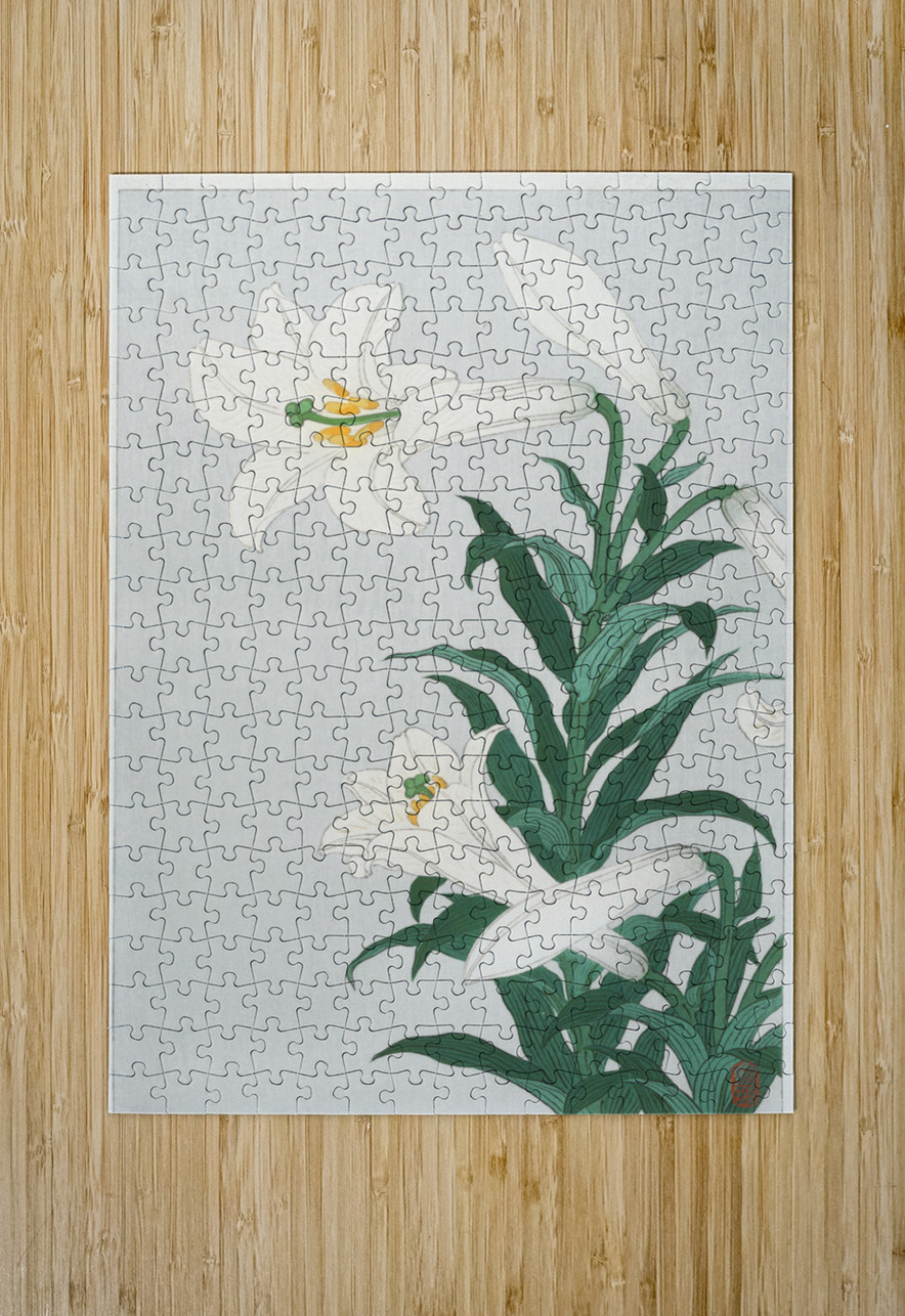 Lilies Ohara  1920 - 1930 by Ohara Koson 1877-1945. IStockHistory com Puzzle printing
