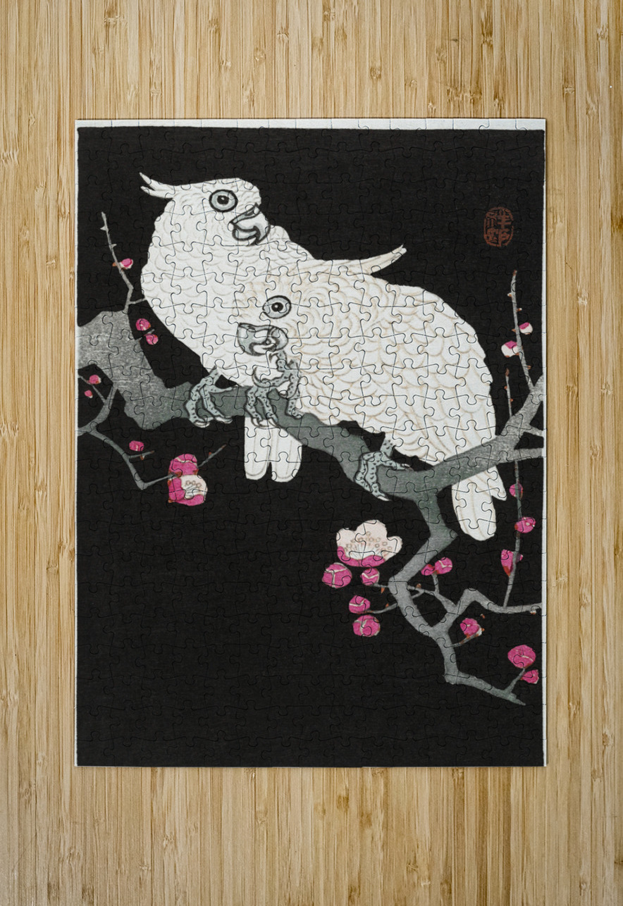 Two cockatoo and plum blossom 1925 - 1936 by Ohara Koson 1877-1945. IStockHistory com Puzzle printing