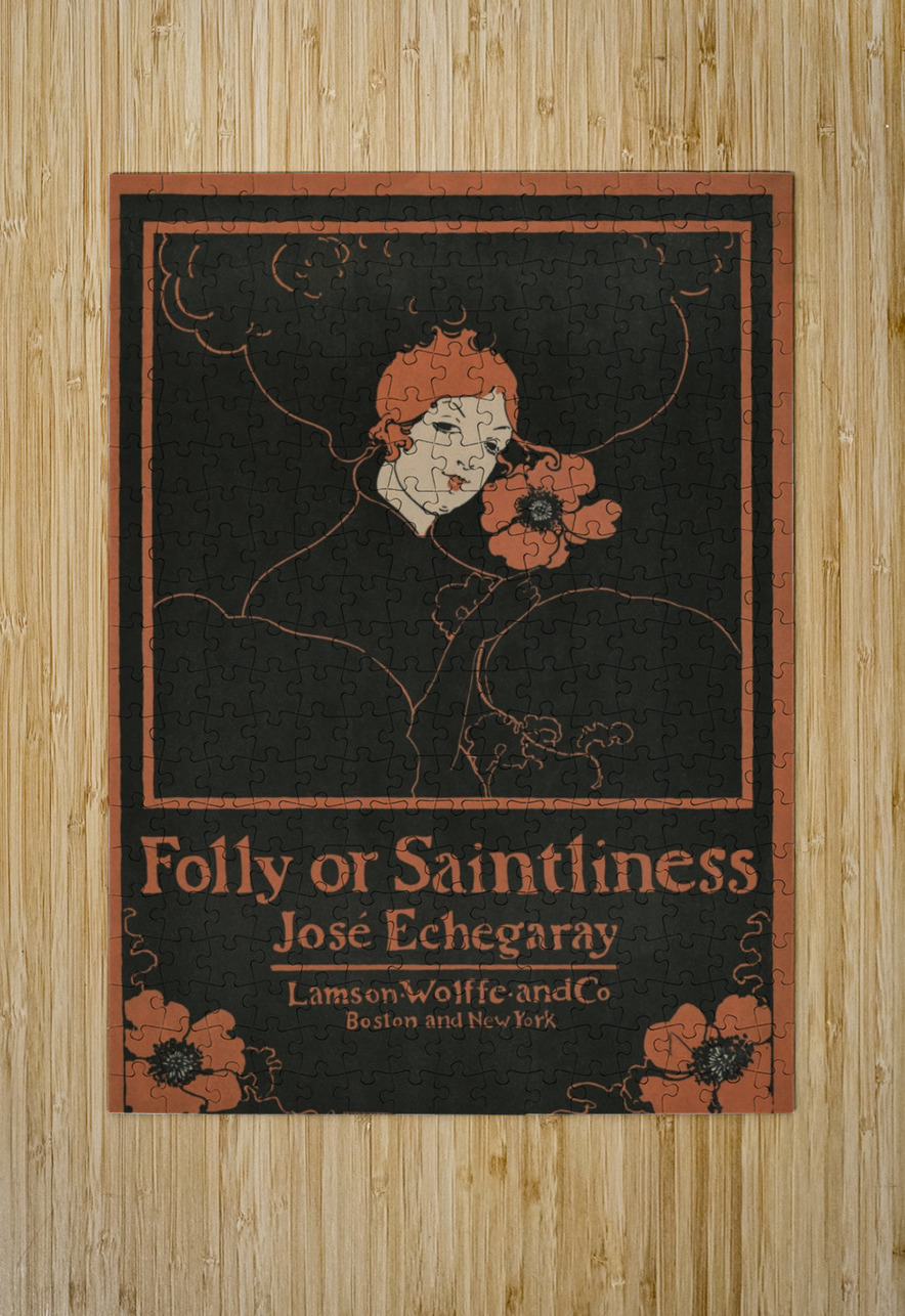 Folly or Saintliness 1895 vintage poster of a woman with flowers by Ethel Reed.  IStockHistory com Puzzle printing