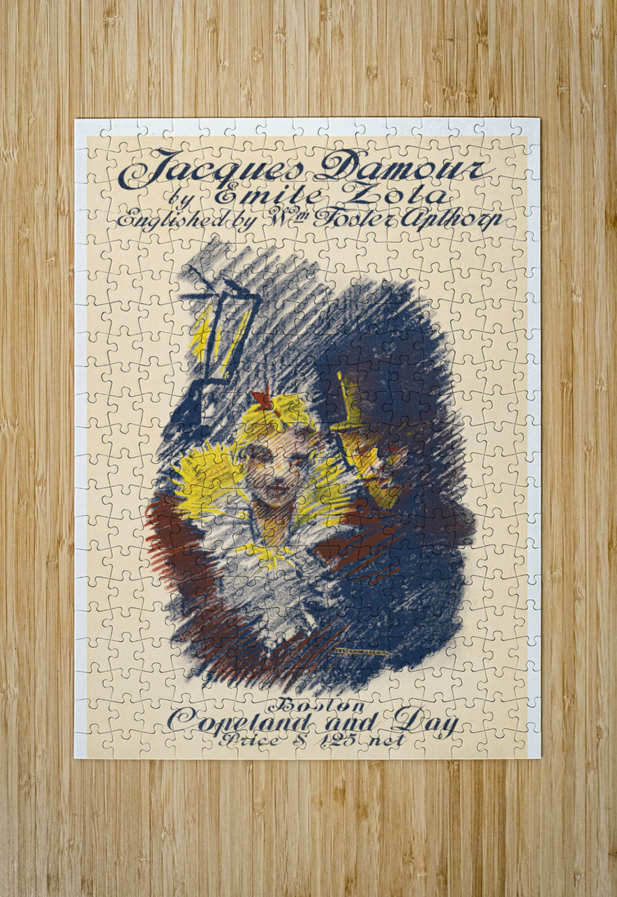 Jacques Damour 1896 poster of a man and a woman by Ethel Reed.  IStockHistory com Puzzle printing