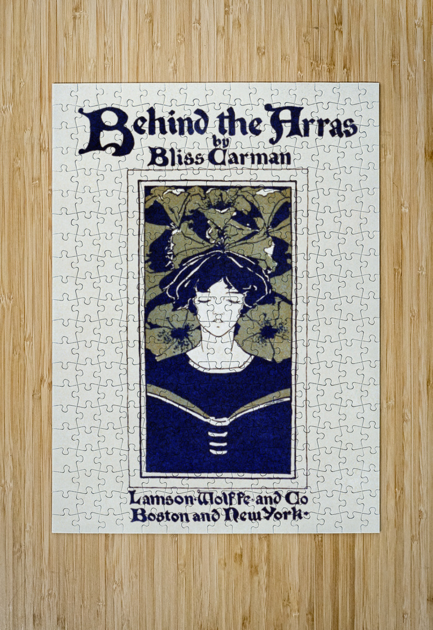 Behind the Arras 1895 vintage poster of a woman by Ethel Reed.  IStockHistory com Puzzle printing