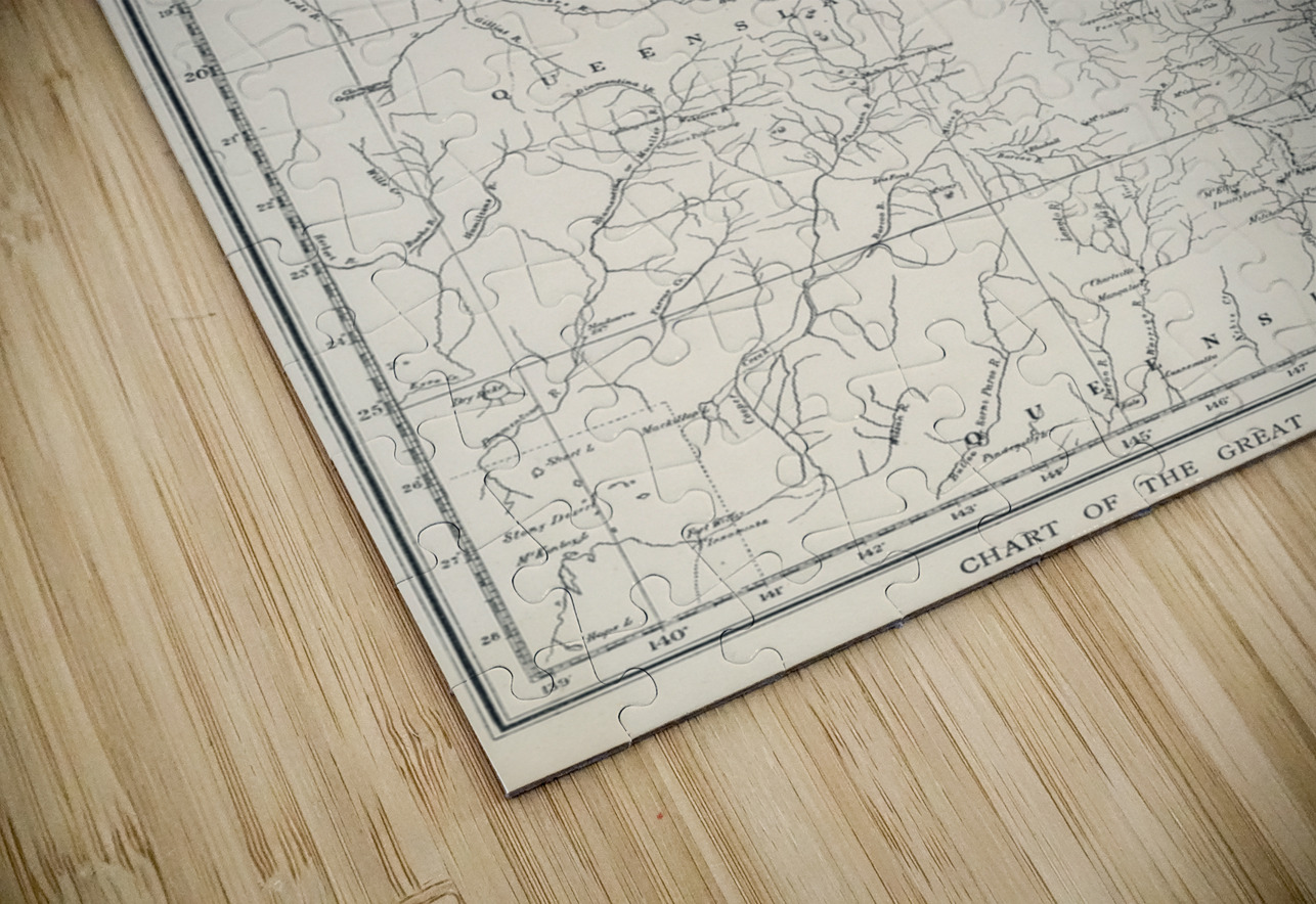 Chart of the Great Barrier Reef Area from The Great Barrier Reef of Australia 1893 by William Saville-Kent 1845-1908.  IStockHistory com Puzzle