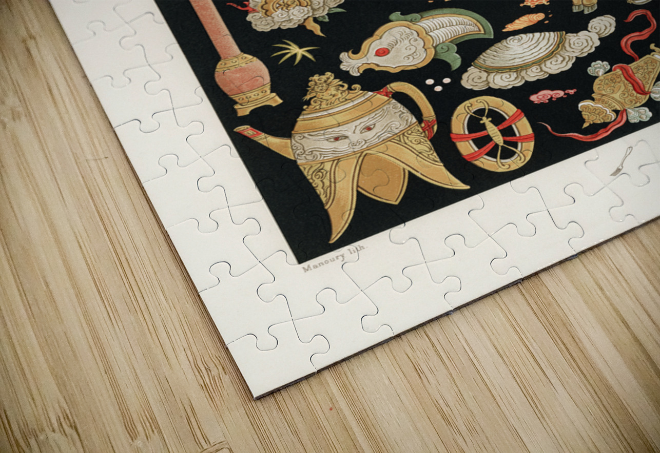 Chinese pattern Lornement Polychrome 1888 by Albert Racinet 1825-1893. 1888 edition. IStockHistory com Puzzle