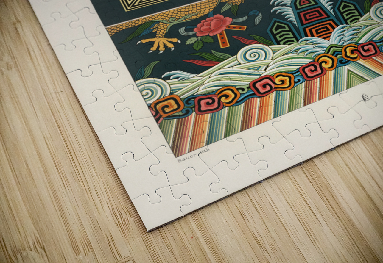 Chinese pattern Lornement Polychrome 1888 by Albert Racinet 1825-1893. 1888 edition. IStockHistory com Puzzle