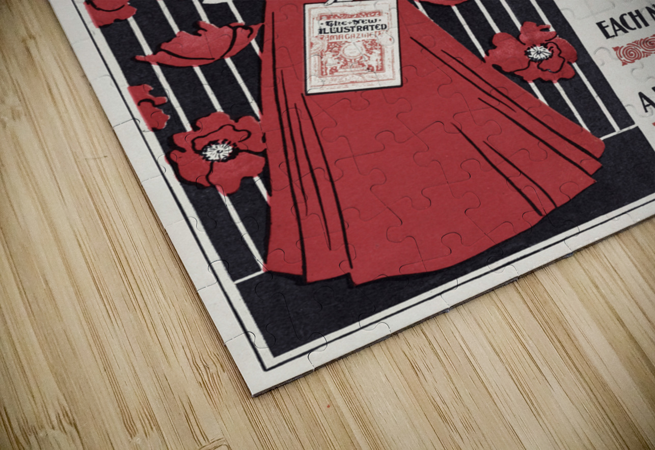 The New Illustrated Magazine 1890–1900 cover of flowers and a fashionably dressed woman holding magazine by Ethel Reed.  IStockHistory com Puzzle