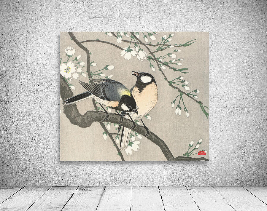 Tits on Cherry Branch 1900-1910 by Ohara Koson 1877-1945 Wall Preview