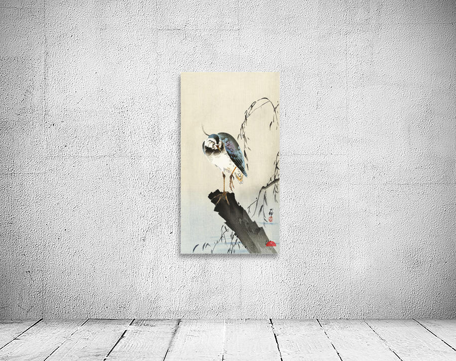 Lapwing on tree stump 1900 - 1930 by Ohara Koson 1877-1945. Wall Preview